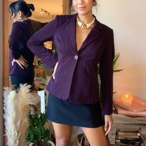90’s - y2k plum pin striped blazer